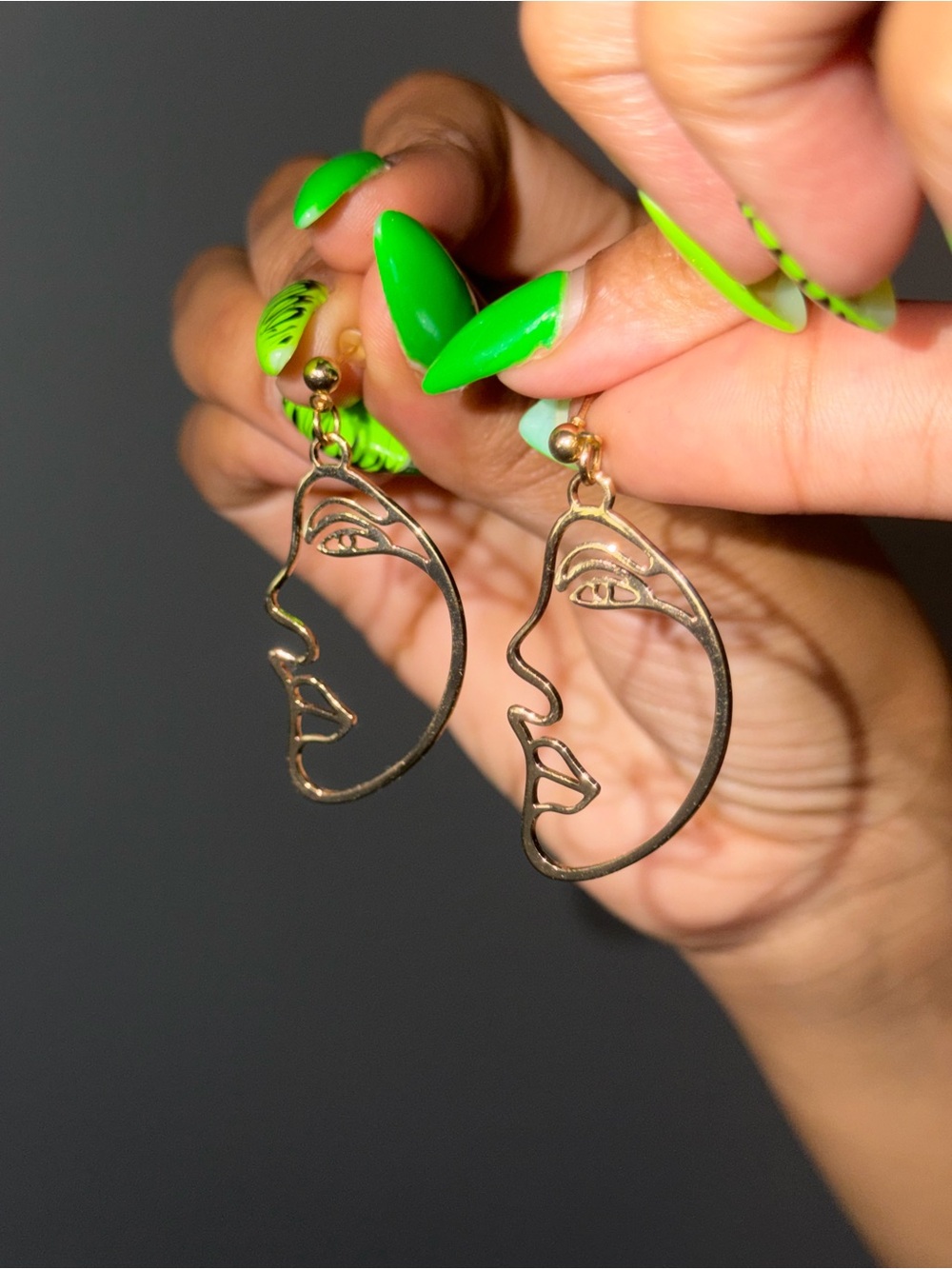 Gold Abstract Figure Earrings-Choose 1 - Picture 5 of 7